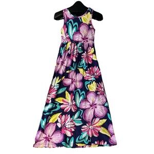 Gymboree Dress Girls Medium Sleeveless Multicolor Floral Maxi Knit Empire‎ Waist